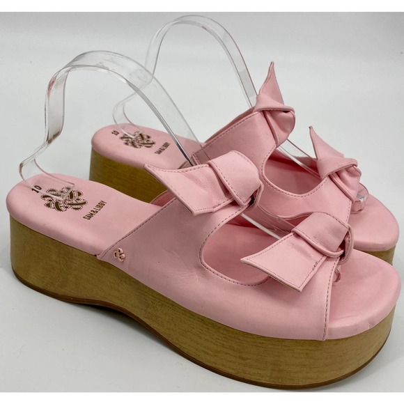 Sam & Libby Indie Womens SZ 10 Bow Y2K Platform Mules Pink Barbie Doll Sandals - Picture 2 of 8
